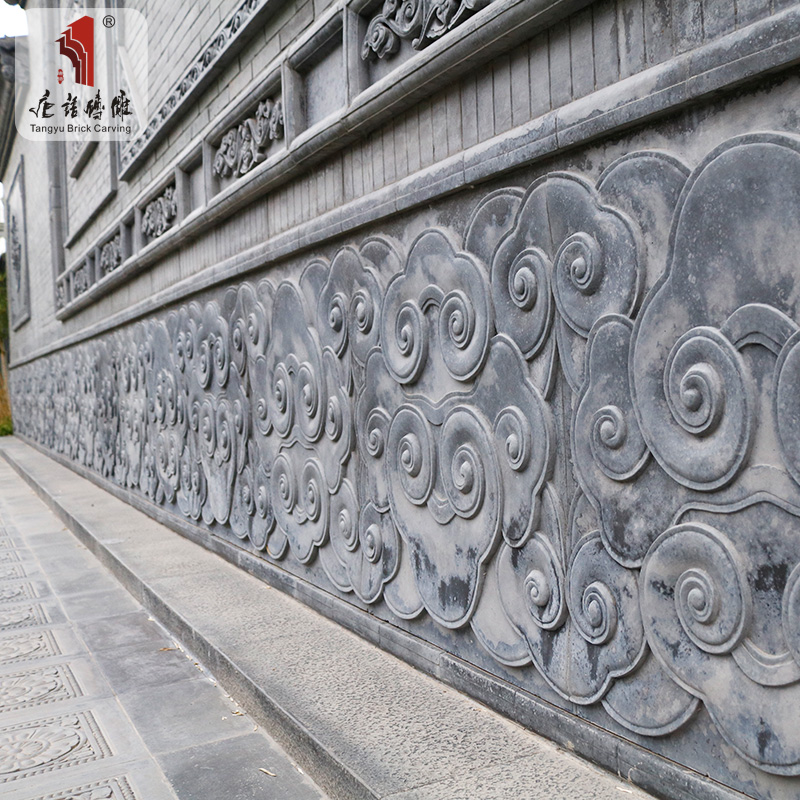 唐语祥云砖80m古建青砖旧砖雕仿古浮雕中式影壁墙装饰背景老地砖