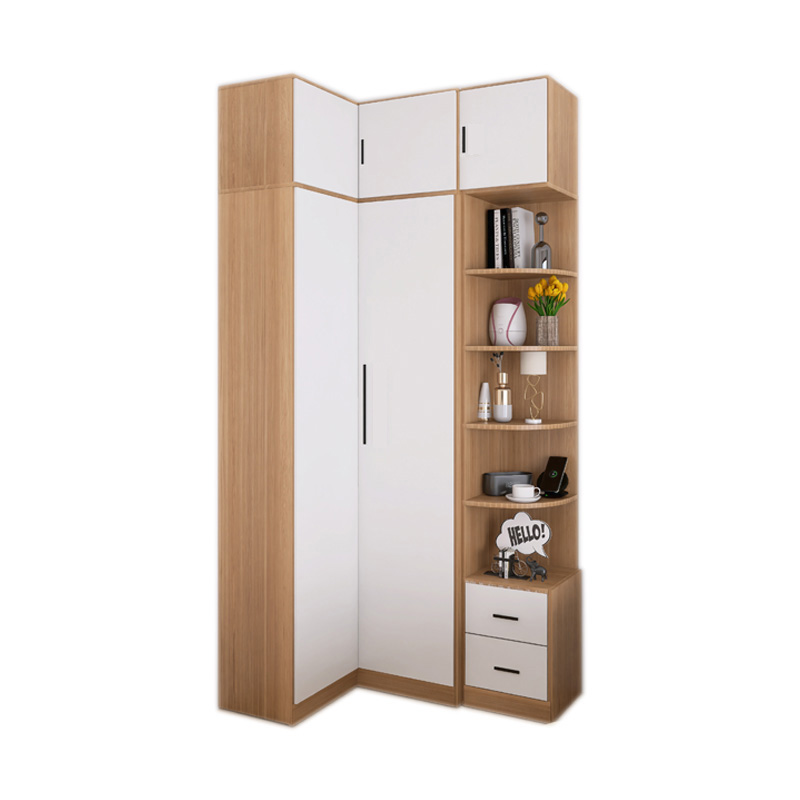 家用小户型L型转角衣柜卧室衣柜床头柜一体转角现代90度墙角衣柜