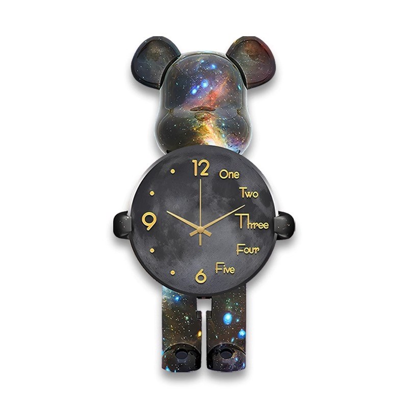 带灯暴力熊挂画玄关灯画餐厅装饰画LED钟表挂钟客厅22新款壁灯