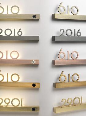 仿古铜不锈钢门牌定制发光金属创意店铺招牌酒店民宿会所门铃挂牌