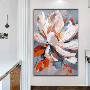 新北欧入口大厅客厅沙发背景墙装饰画现代简约过道高端艺术花卉挂