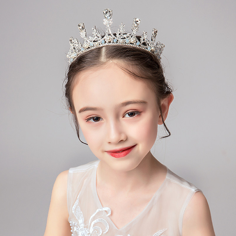 儿童皇冠头饰公主女童王冠水晶发箍小女孩生日礼服发卡演出配饰品