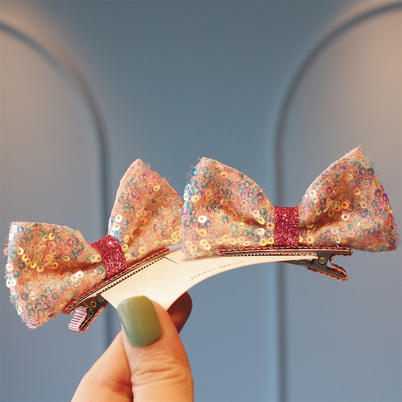 一对立体亮片儿童小号蝴蝶结发夹女童刘海夹侧边对夹公主顶夹发卡