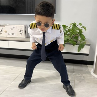 柴娜尼美儿童机长制服飞行员套装儿童船长制服小海军套装水手服装