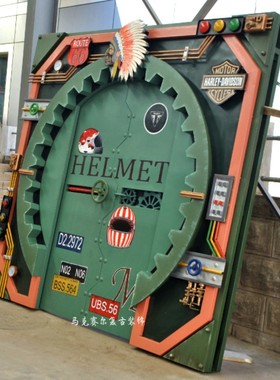 定制工业风齿轮大门铁制商铺对开门机械效果酒吧餐厅个性网红门