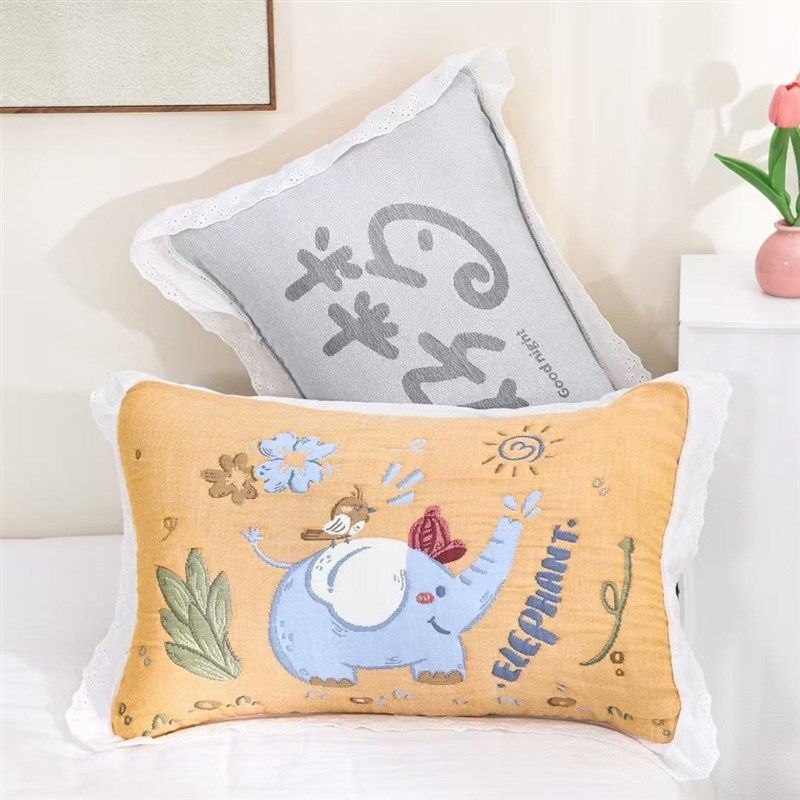 儿童枕套中号单条35*55cm纯棉花边泡芙加厚全棉吸汗乳胶枕头套,婴童用品,儿童枕套,淘宝优惠券,粉丝福利购,淘宝优惠卷