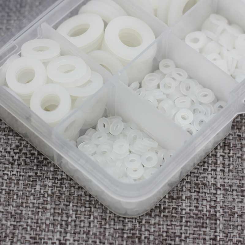 绝缘白色尼龙垫圈 耐高温塑料螺丝垫片M2-M12螺丝小平垫780pcs/盒