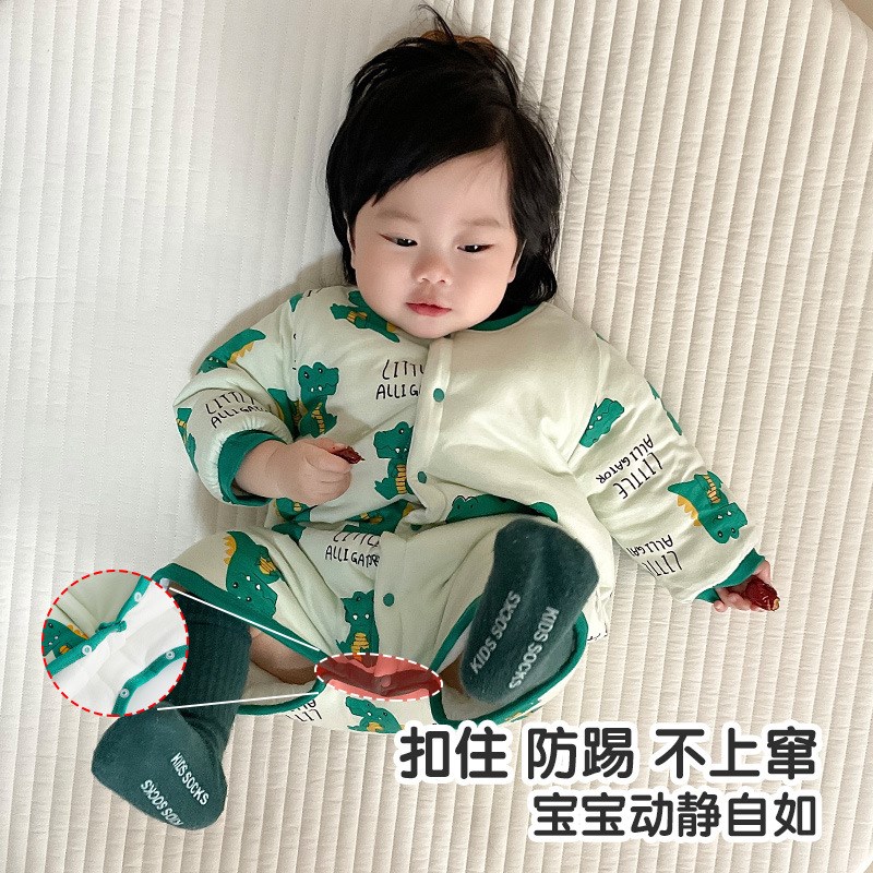 婴儿睡衣秋冬季加厚a类保暖棉衣睡袋男女宝宝连体衣服长袖睡袍冬