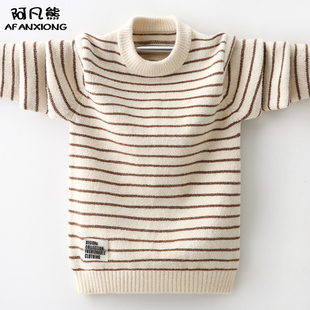 雪尼尔毛衣儿童男童加厚套头秋冬款中大童男孩男小学生高领打底衫