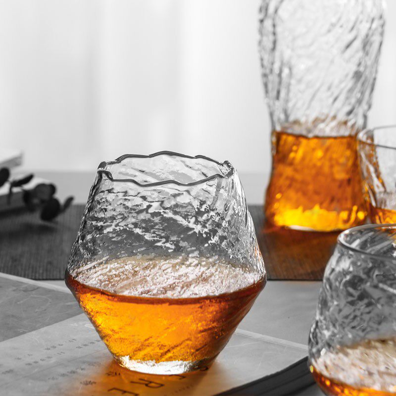 锤纹玻璃杯纯手工加厚耐热茶杯威士忌酒杯家用水杯牛奶杯个人杯