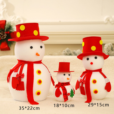 圣诞节装饰雪人娃娃公仔圣诞树摆件创意礼物礼品发光毛绒雪人套装