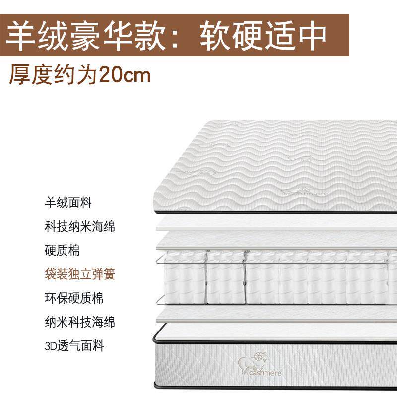 床垫席梦思软硬两用20cm经济型家用乳胶海绵椰棕弹簧床垫租房专用