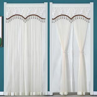 防蚊门帘2025新款透光不透人蕾丝纱帘卧室家用免打孔魔术贴纱门帘