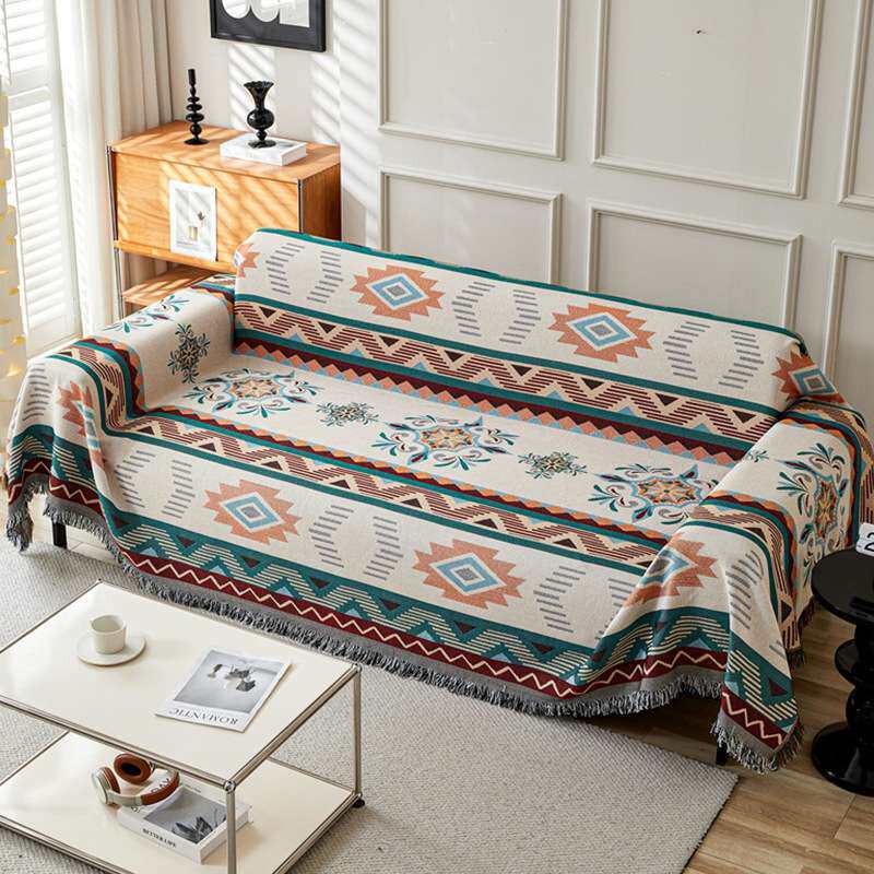 波西米亚棉麻民族风沙发巾沙发盖布毯户外露营毯几何全盖沙发套罩