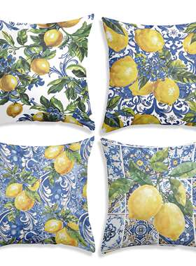 北欧ins亚马逊爆款抱枕套夏日黄柠檬沙发靠枕套shopee跨境家居