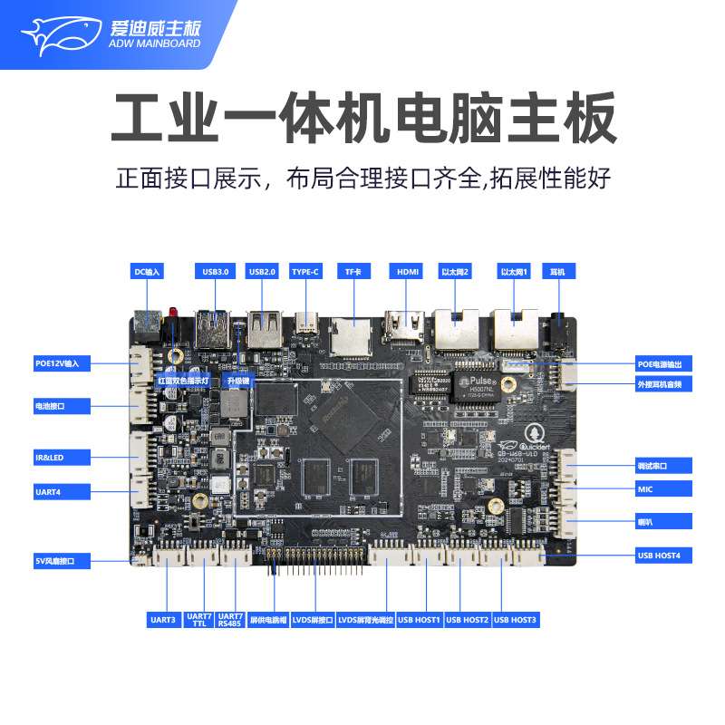 爱迪威工控主板RK3568工业电脑人脸识别广告机安卓工控触摸主板