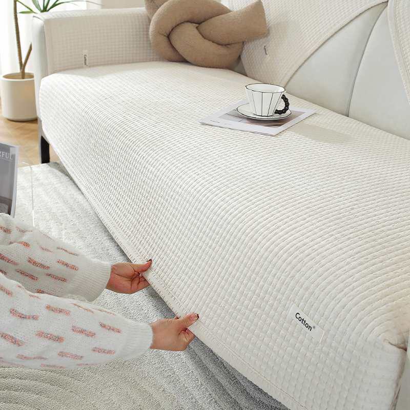 北欧简约纯色沙发垫四季通用坐垫纯棉布艺防滑现代沙发套罩盖布巾