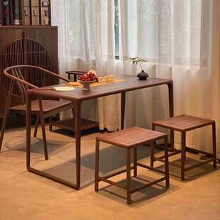 新中式北美黑胡桃木方凳茶凳 简约时尚禅意小凳子实木家具