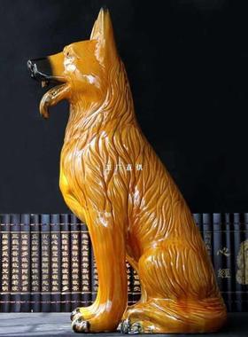 0狼狗陶瓷狗工艺品礼品客厅桌面装饰品家居办公桌面摆件