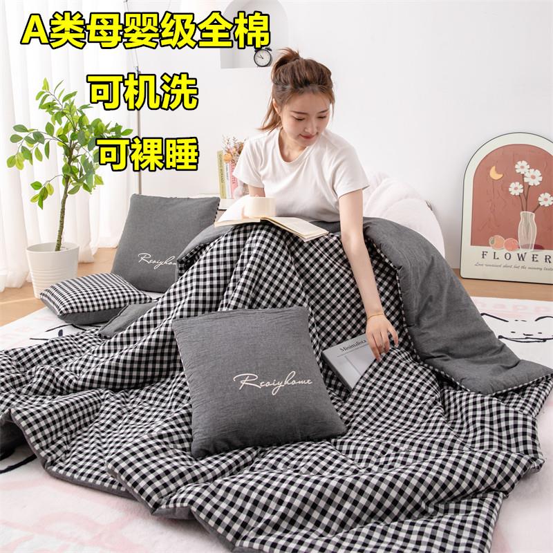 cs纯棉抱枕被子两用折叠汽车枕头靠垫被办公室沙发午睡空调被