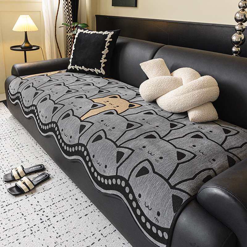 不规则款卡通猫猫沙发垫四季通用直排沙发盖布防滑沙发坐垫可机洗