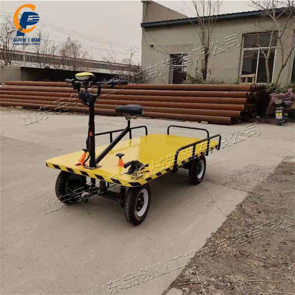 铁路建设平板运输车 座驾式电动四轮托运车 路桥施工工具搬运车