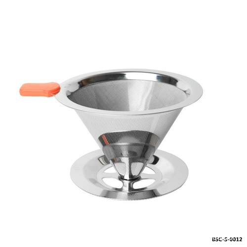 V60不锈钢咖啡过滤网 带底座免滤纸滤网 咖啡过滤器