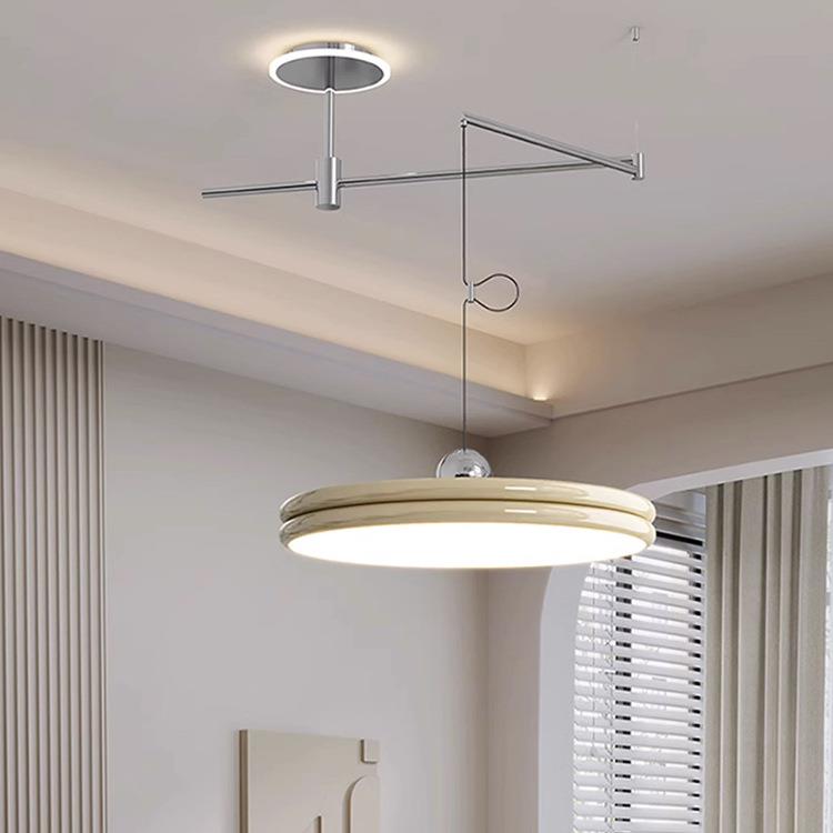 全光谱可位移餐厅摇臂吊灯北欧简约书房吊灯法式奶油风中古吊灯