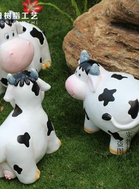 0花园摆件田园树脂仿真卡通奶牛园林雕塑摆设工艺品庭院动物装饰