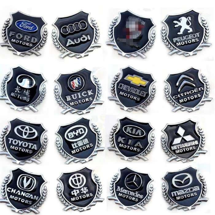 3D立体车标 车窗贴VIP适用大众起亚现代雪佛兰金属侧标盾形麦穗贴