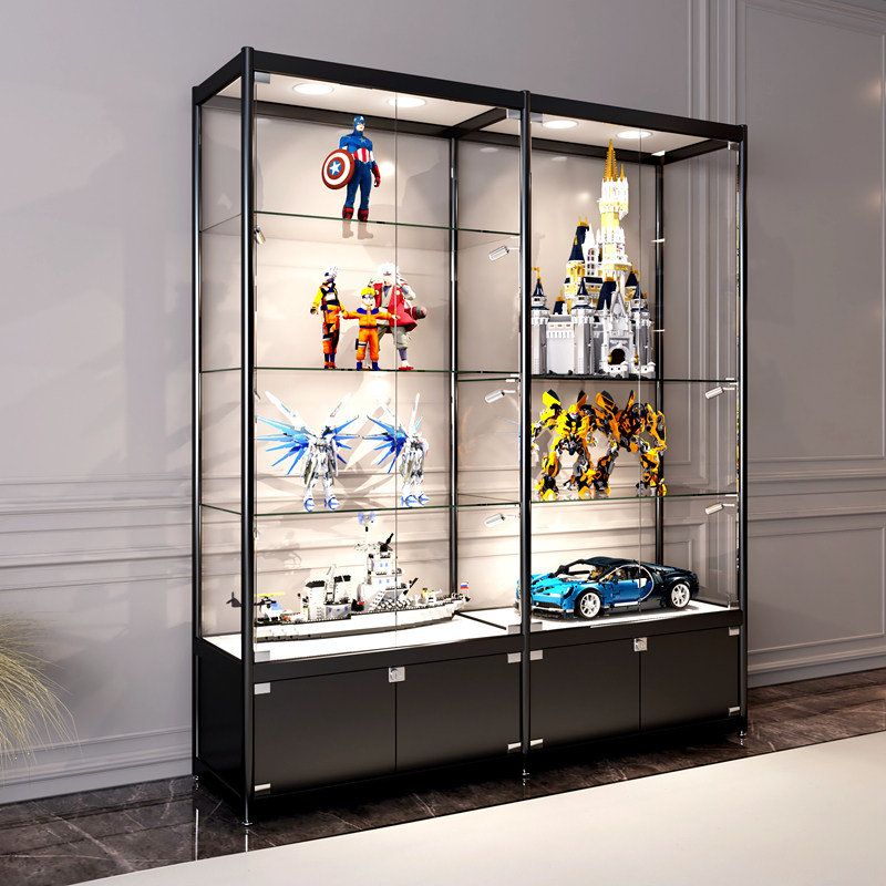 手办展示柜带灯积木收纳模型玻璃陈列柜家用防尘高达玩具柜子