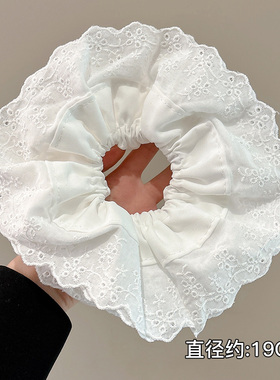 白色蕾丝花边大肠发圈女超大扎头发皮筋发绳高级感慵懒风头绳头饰