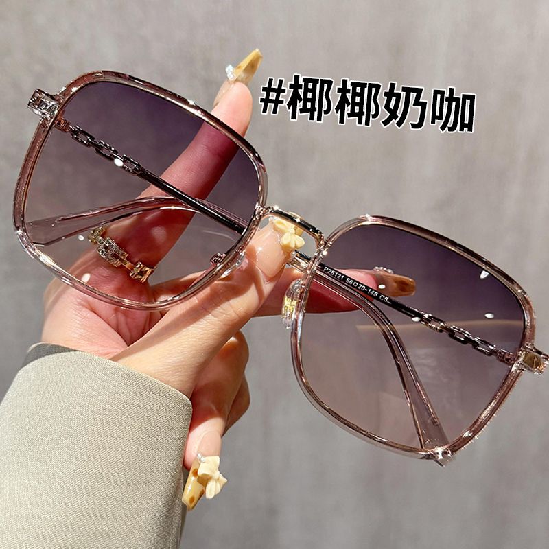 爱了!新款女超轻大框金丝太阳镜大脸素颜高颜值潮流防紫外线墨镜