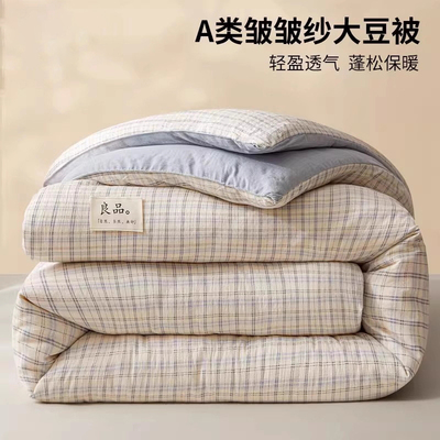 皱皱纱大豆被春秋被2025新款被芯宿舍单人被子冬被四季通用被褥子