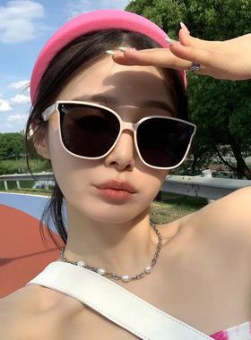 百搭白色太阳镜大框显瘦大圆脸复古时尚韩版遮阳防晒防紫外线墨镜