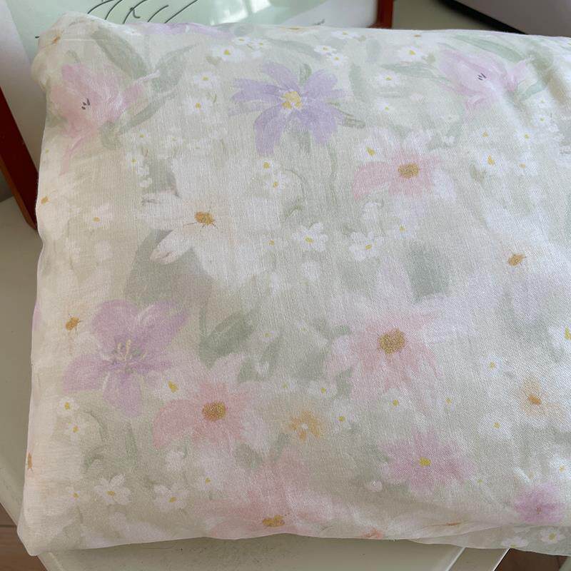 烂ZID漫清新【花卉全棉A类双层纱夏凉被单空调被可机】件洗