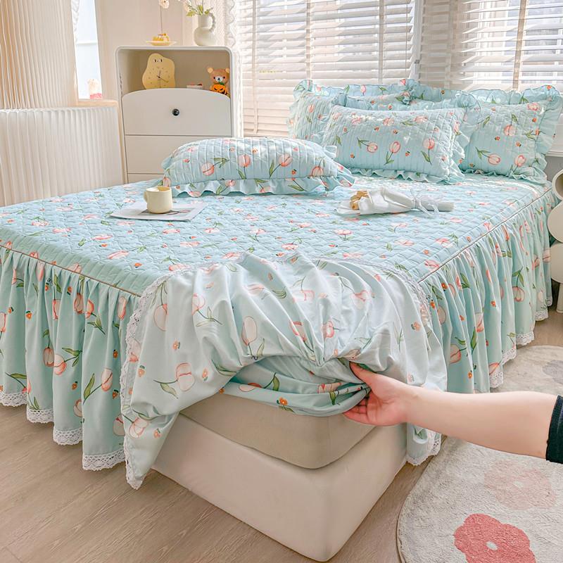滑合床单床裙四件加厚被套床防单四季亲肤印花VPL床上用品1.8m身2