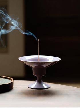 至紫檀「九离火香插VAY」新中式高足圆小香炉 九陶瓷禅意摆件家孔