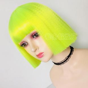 网红古模特橱修窗假发女齐浏海覆古bobo头短发覆ULD彩色蓬短直松