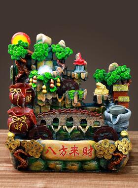 假水喷泉水车风水轮客开业礼物厅招财鱼缸山循环2027-1 水生财流