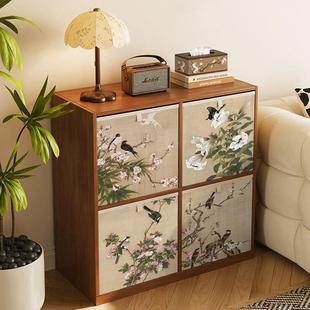 中式YPI复花鸟古收纳大容量纳卡莱克格子箱柜收筐布艺收纳盒整理