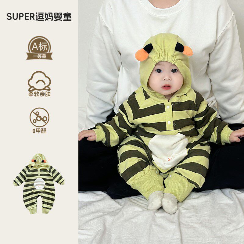 宝宝春装外出服婴儿连体衣春秋款超萌可爱动物造型爬服春款百日服