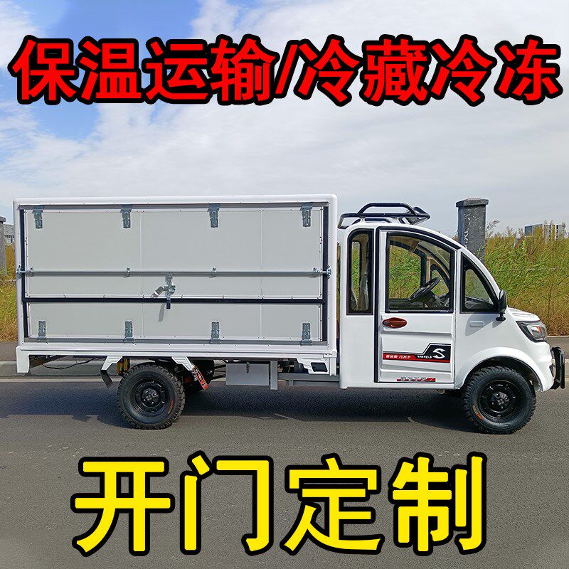 拉货载重三轮快递货车油电两用封B闭箱式厢货车电动四轮车保温冷