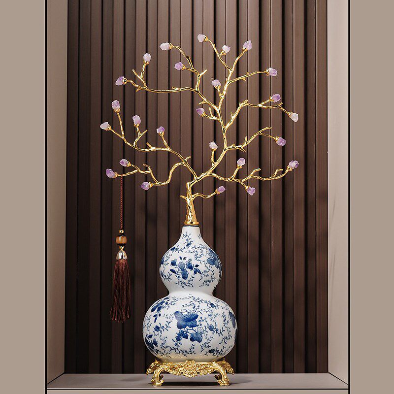 新中式招财葫芦摆件高级感客厅边几玄关屏风办公室装饰品乔迁礼物