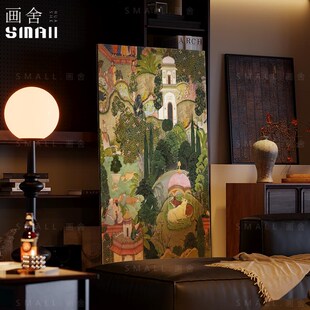 南洋风客厅装饰画玄关漆画挂画餐厅卧室床头背景墙浦尔花园肌理画