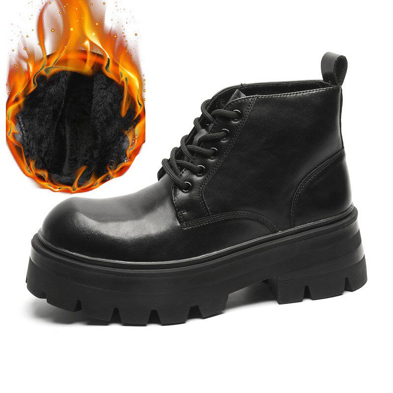 马丁靴男款秋冬季增高工装机车风超火皮靴大头高级感短靴9133-Y