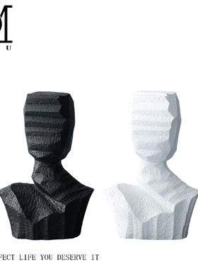 后现代简约艺术品抽象刻纹人像雕塑仰望者家居摆件样板房软装饰品