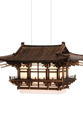 中式古建筑木雕亭子手工灯具品酒店大厅高级饭厅民宿成品吊饰摆件