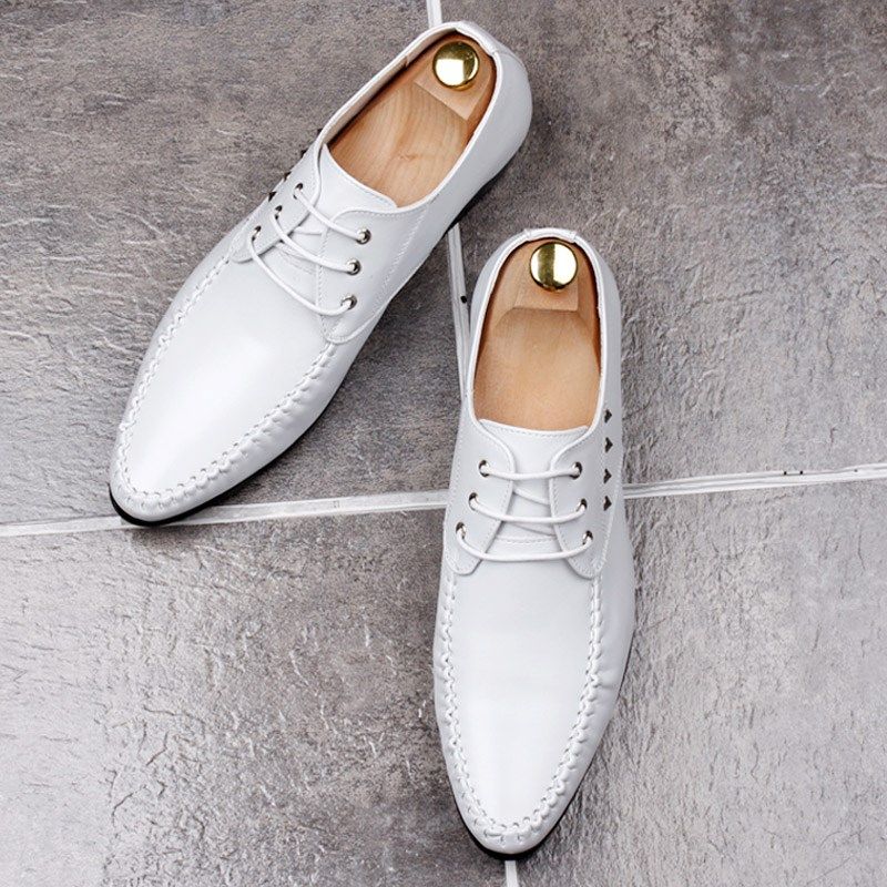 春季休闲小皮鞋潮男士尖头英伦韩版商务正装白色婚鞋内增高男鞋子