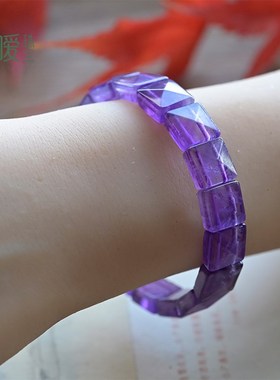 天然紫水晶手排深紫色紫晶手链手环女款刻面手串2025水晶饰品礼物